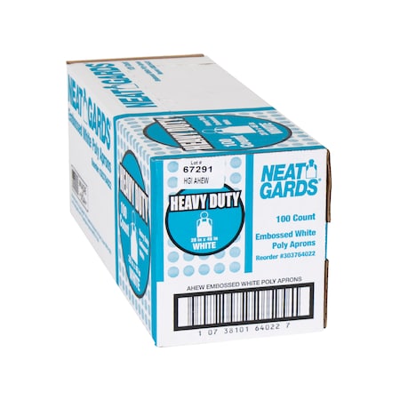 Hgi Handgards Neatgards Heavy Duty Embossed White Poly Apron, PK100 303764022